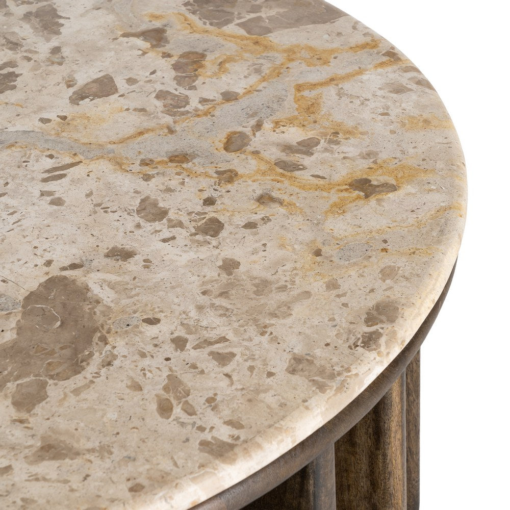 MESA CENTRO MADERA-M�RMOL SAL�N 90 X 90 X 42 CM