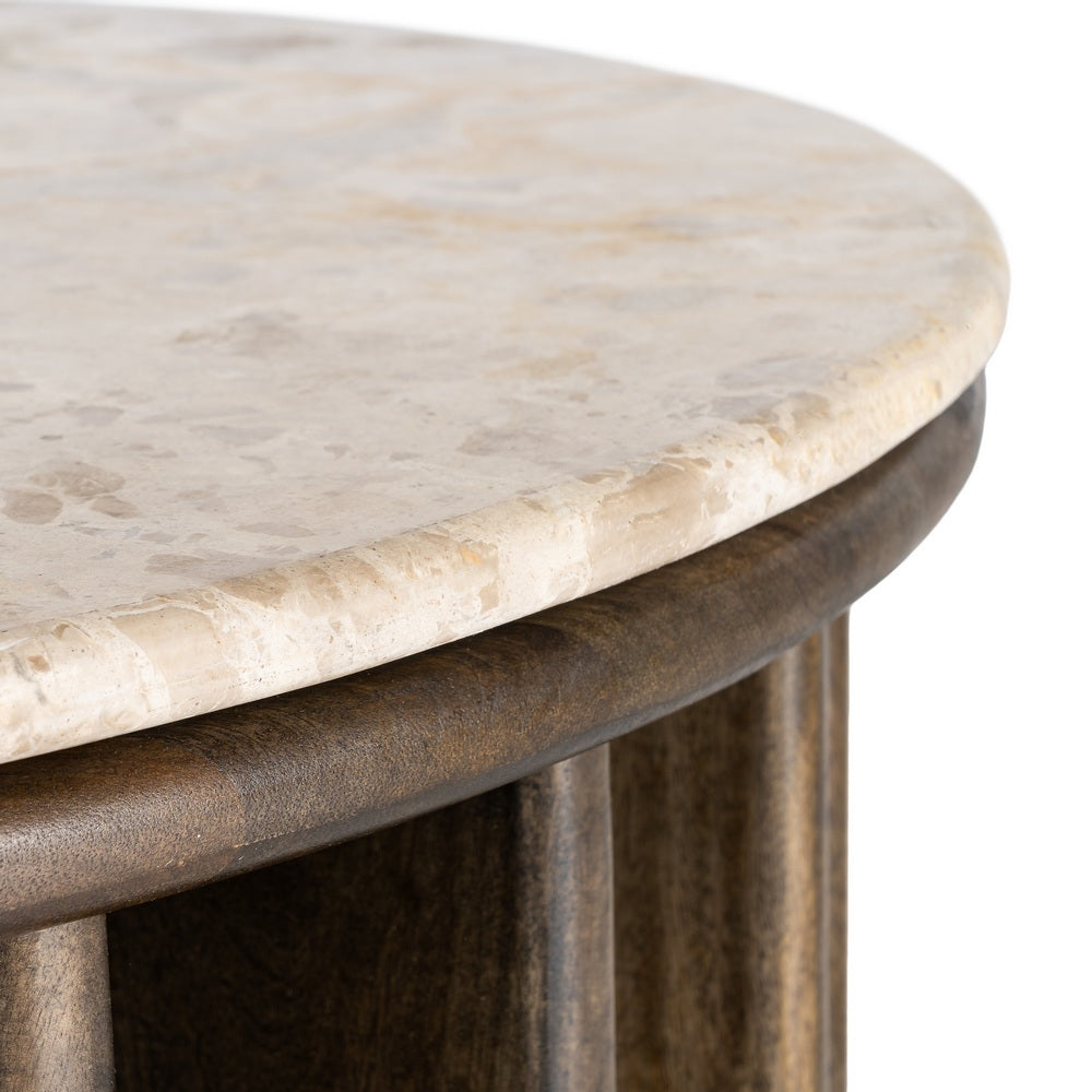 MESA CENTRO MADERA-M�RMOL SAL�N 90 X 90 X 42 CM
