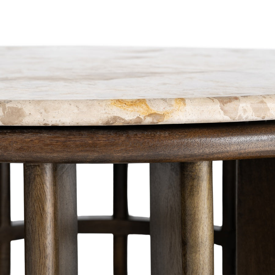 MESA CENTRO MADERA-MÁRMOL SALÓN 90 X 90 X 42 CM