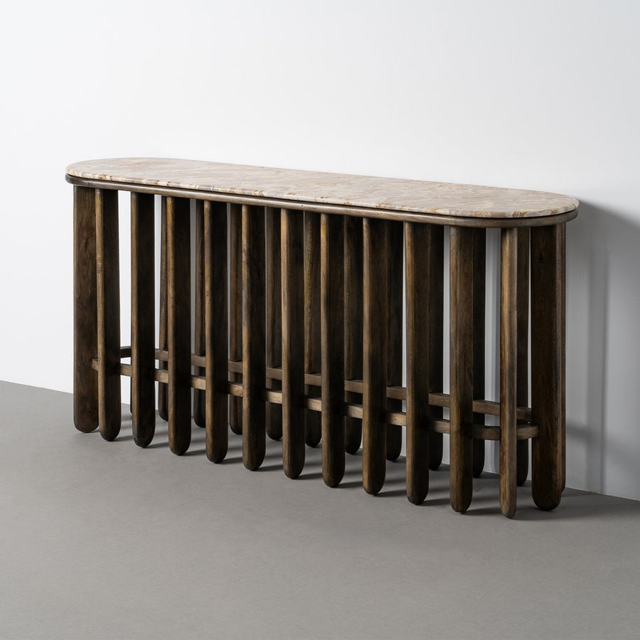 CONSOLA MADERA-MÁRMOL SALÓN 160 X 40 X 76 CM