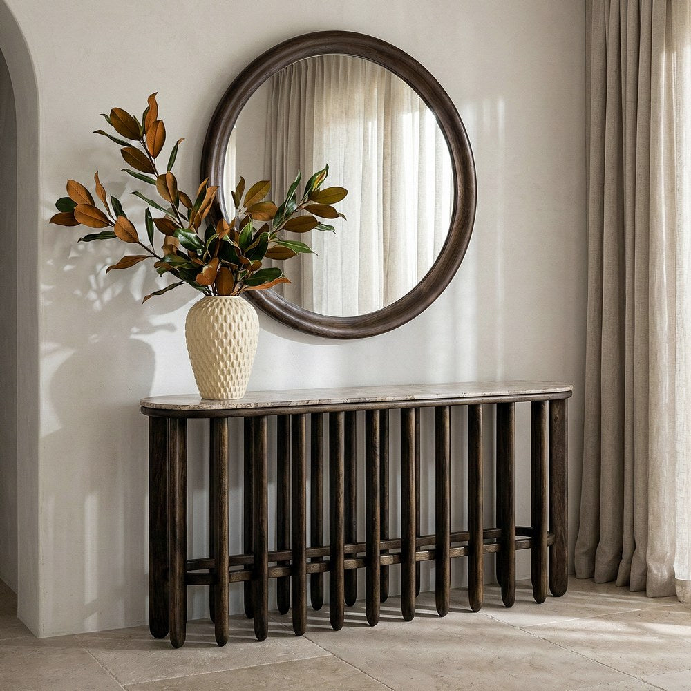 CONSOLA MADERA-MÁRMOL SALÓN 160 X 40 X 76 CM