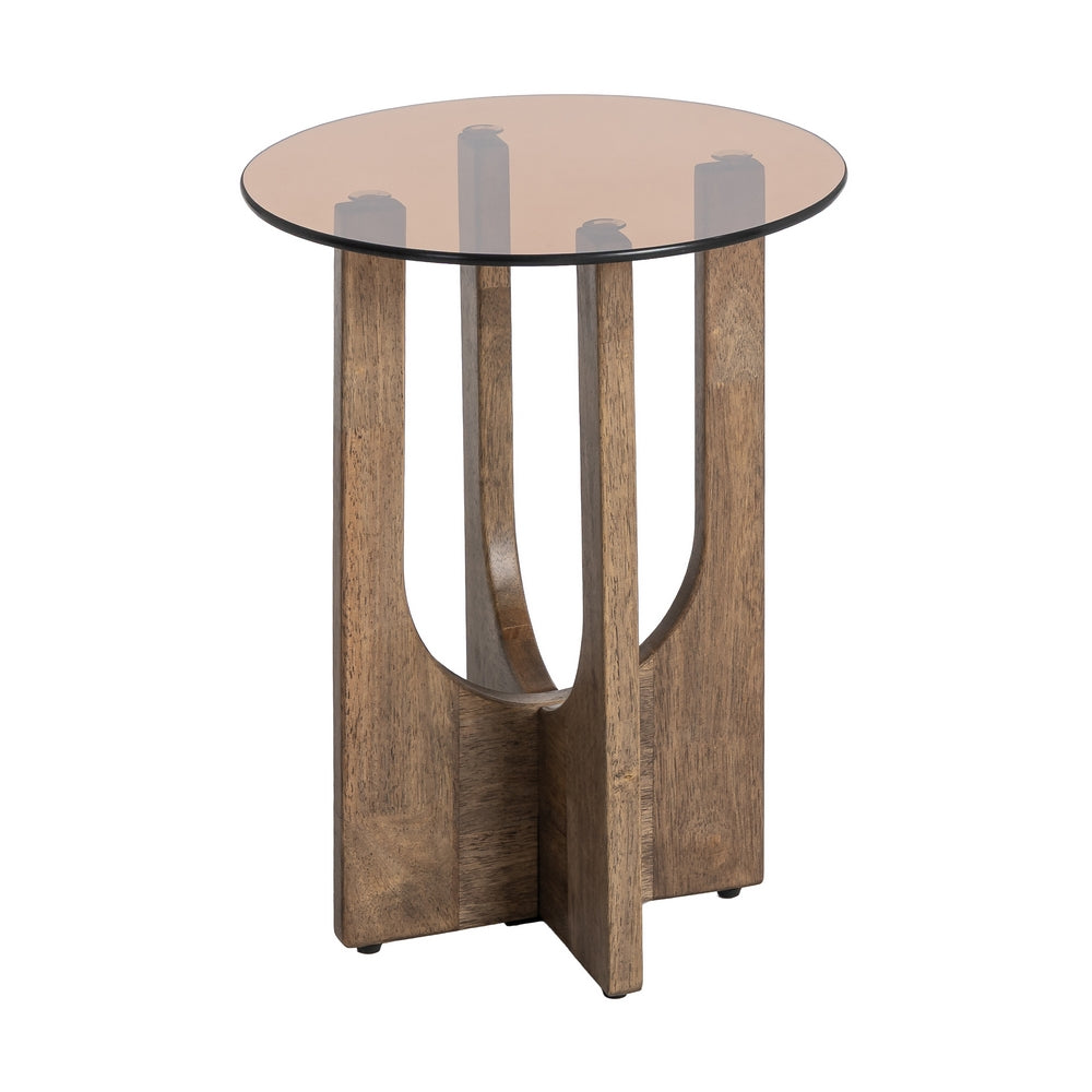 MESA AUXILIAR MARR�N MADERA-CRISTAL 40 X 40 X 51 CM