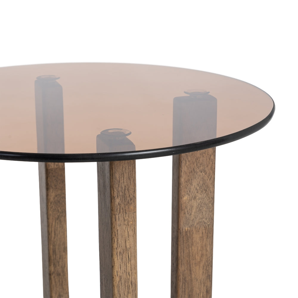 MESA AUXILIAR MARRÓN MADERA-CRISTAL 40 X 40 X 51 CM