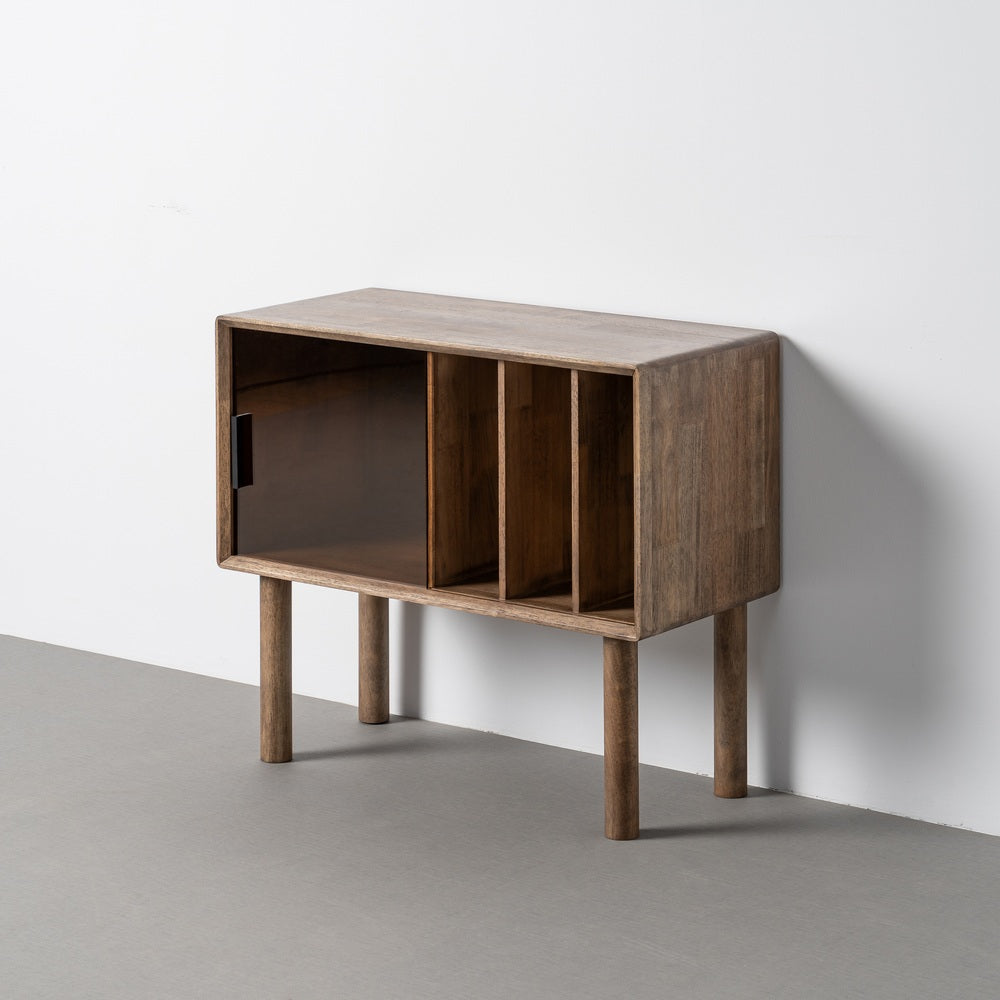 MUEBLE AUXILIAR MARRÓN MADERA-CRISTAL 80 X 38 X 70 CM