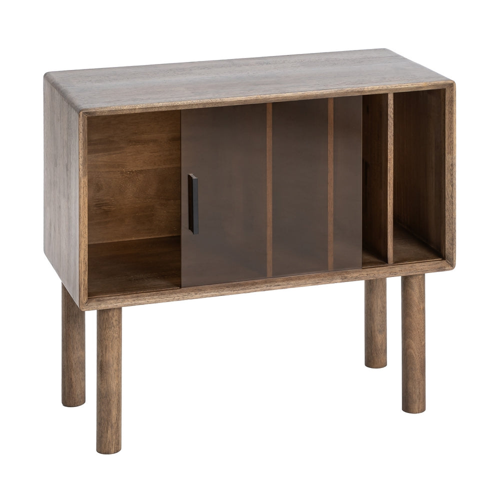 MUEBLE AUXILIAR MARRÓN MADERA-CRISTAL 80 X 38 X 70 CM