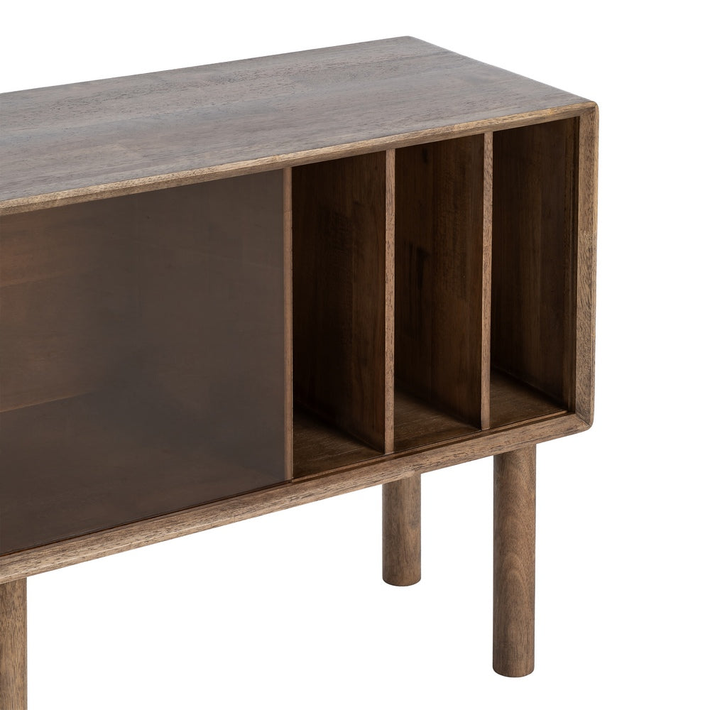 MUEBLE AUXILIAR MARRÓN MADERA-CRISTAL 80 X 38 X 70 CM