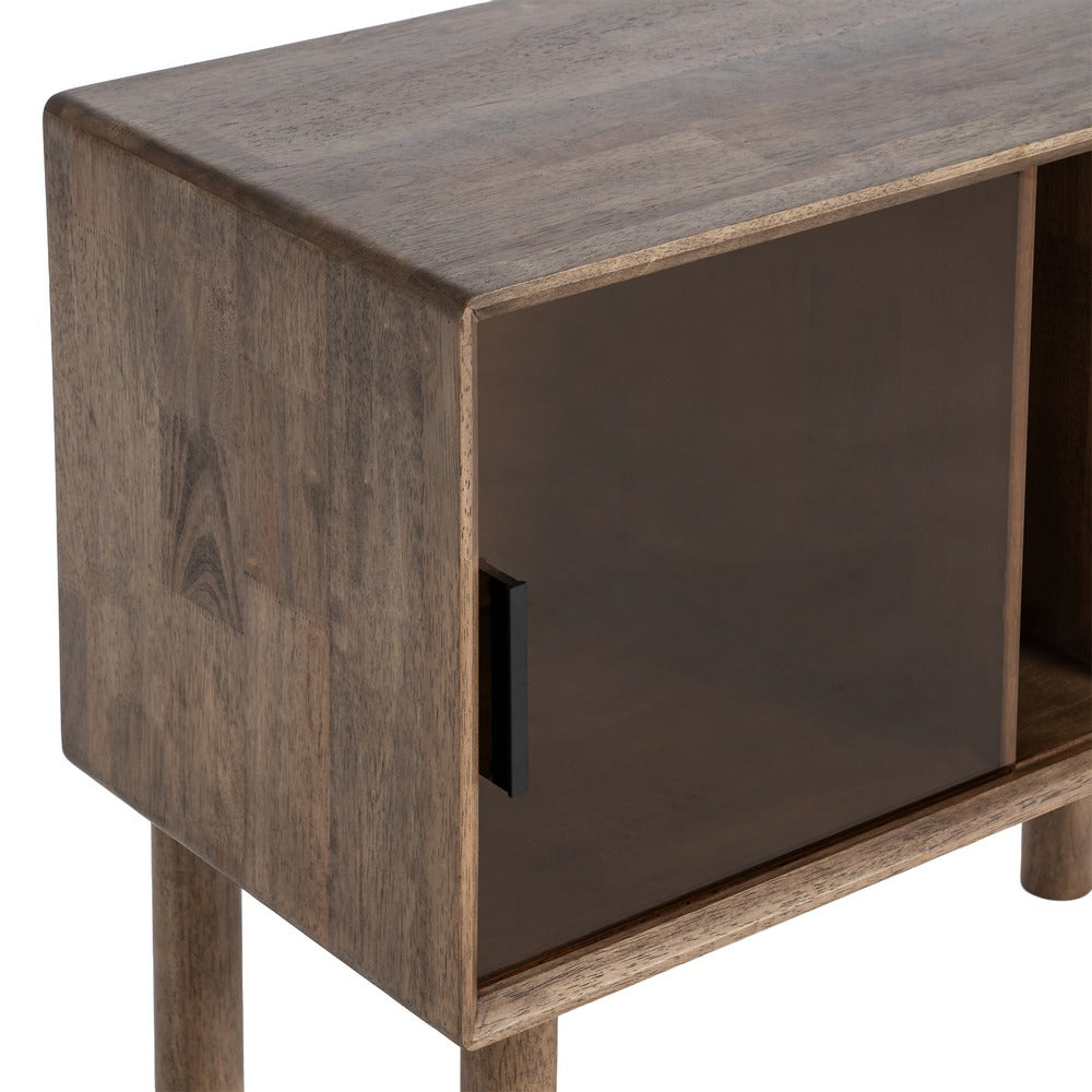 MUEBLE AUXILIAR MARR�N MADERA-CRISTAL 80 X 38 X 70 CM