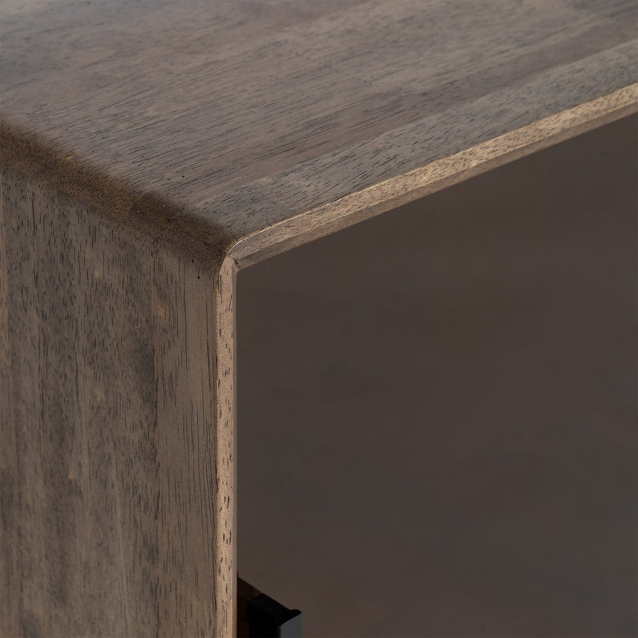 MUEBLE AUXILIAR MARRÓN MADERA-CRISTAL 80 X 38 X 70 CM