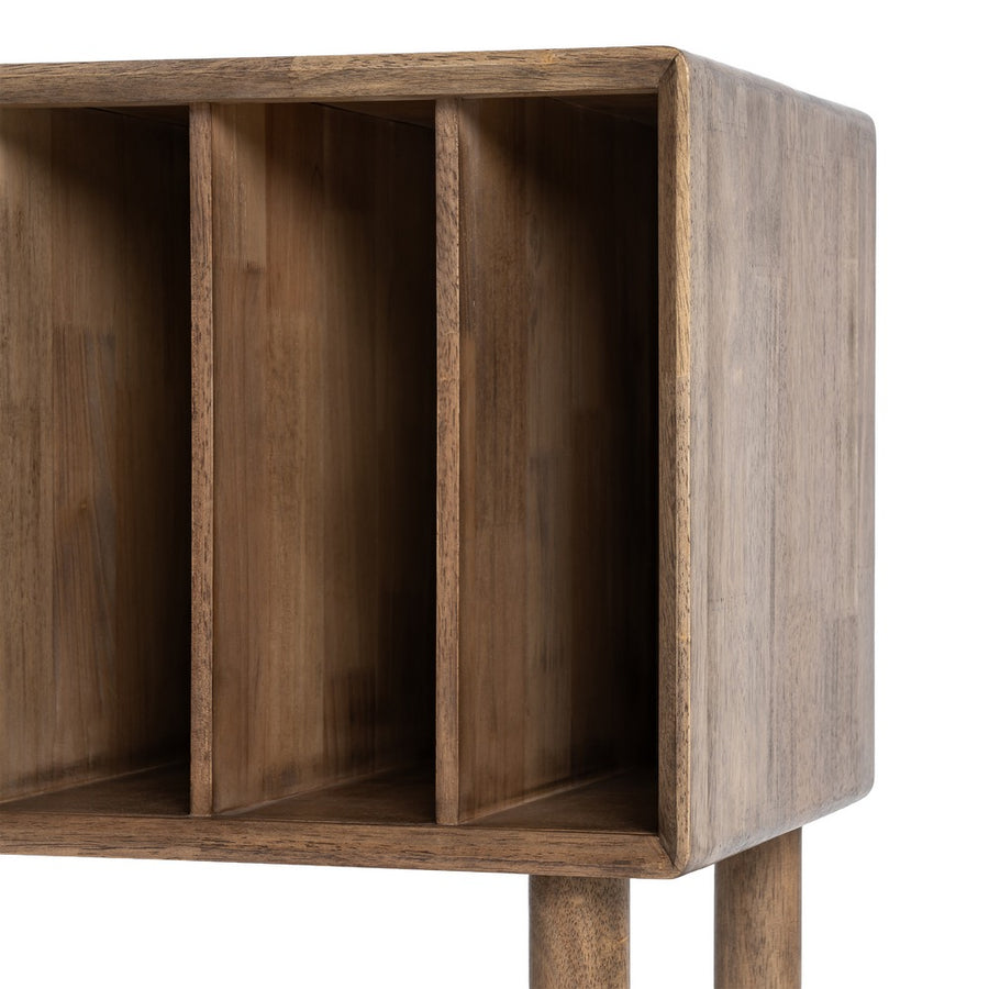 MUEBLE AUXILIAR MARRÓN MADERA-CRISTAL 80 X 38 X 70 CM