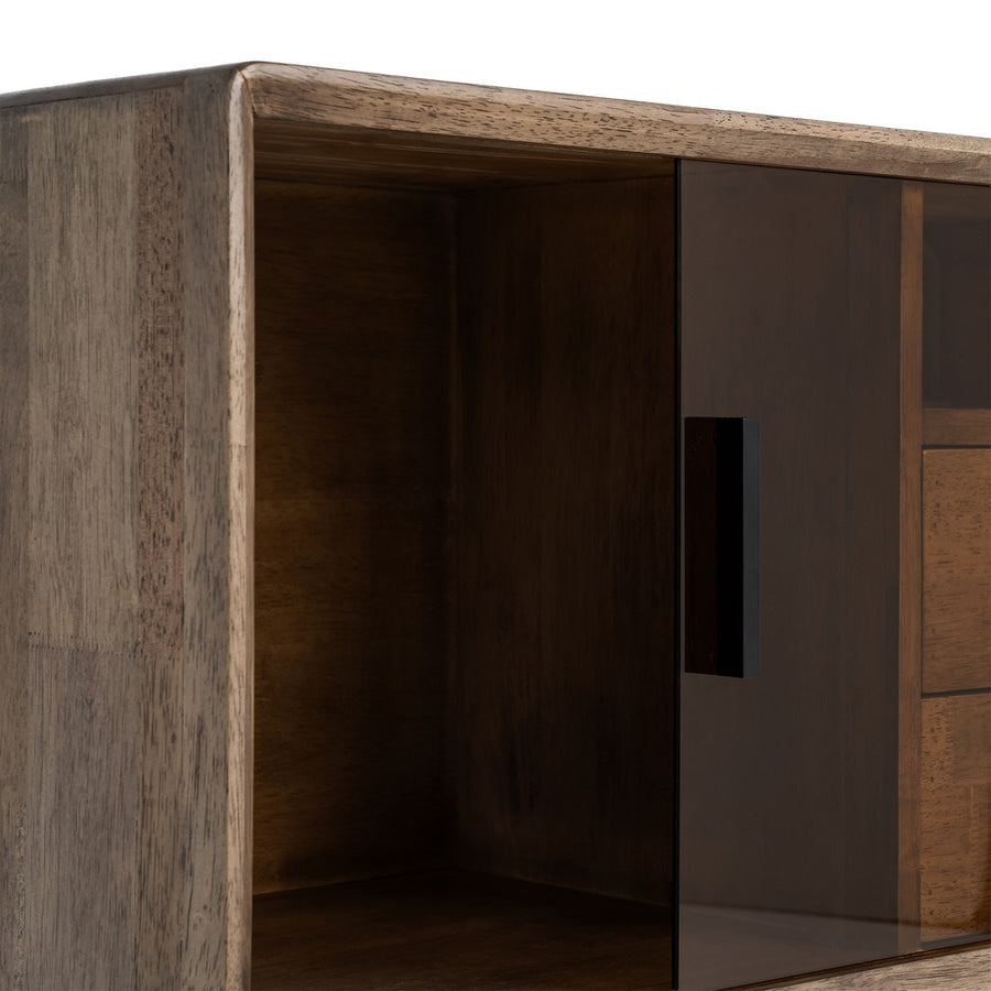 MUEBLE AUXILIAR MARRÓN MADERA-CRISTAL 80 X 38 X 70 CM