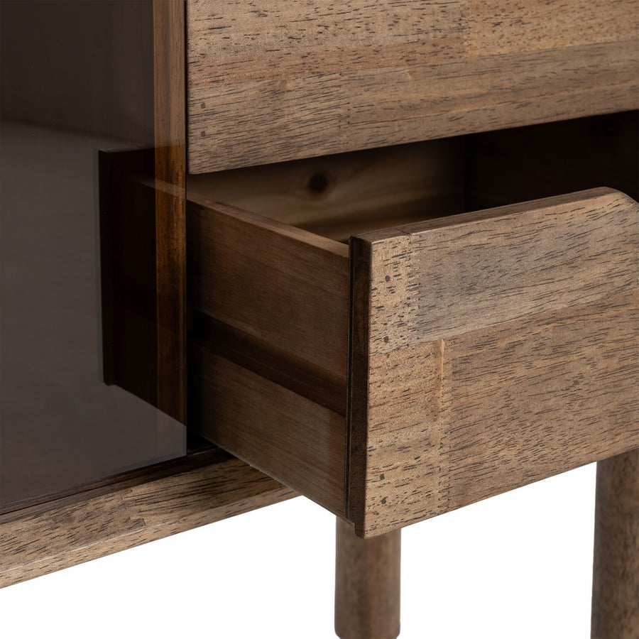 MUEBLE AUXILIAR MARRÓN MADERA-CRISTAL 80 X 38 X 70 CM