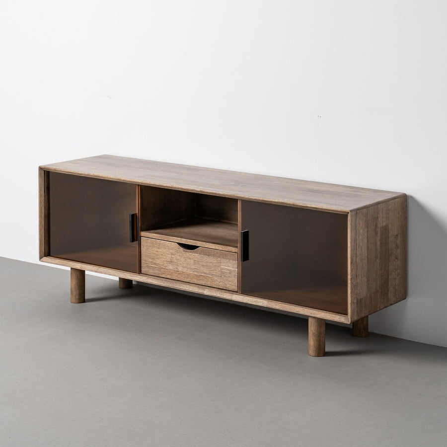 MUEBLE TV MARRÓN MADERA-CRISTAL 150 X 40 X 55 CM