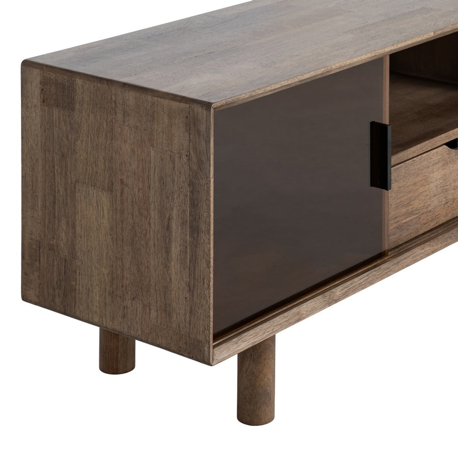 MUEBLE TV MARRÓN MADERA-CRISTAL 150 X 40 X 55 CM