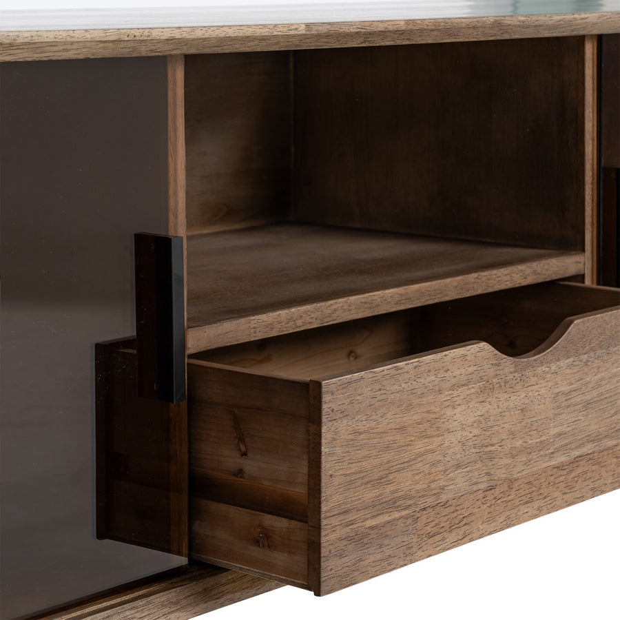 MUEBLE TV MARRÓN MADERA-CRISTAL 150 X 40 X 55 CM