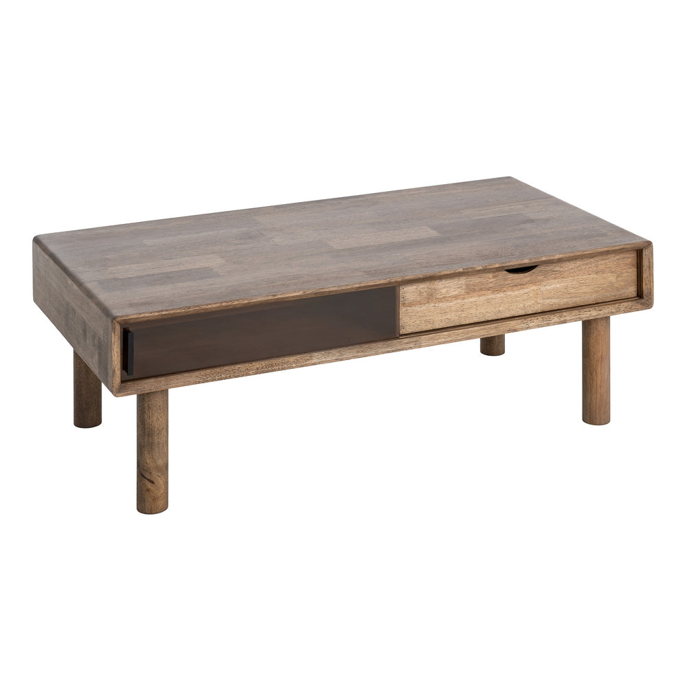 MESA CENTRO MARRÓN MADERA-CRISTAL 120 X 60 X 40 CM