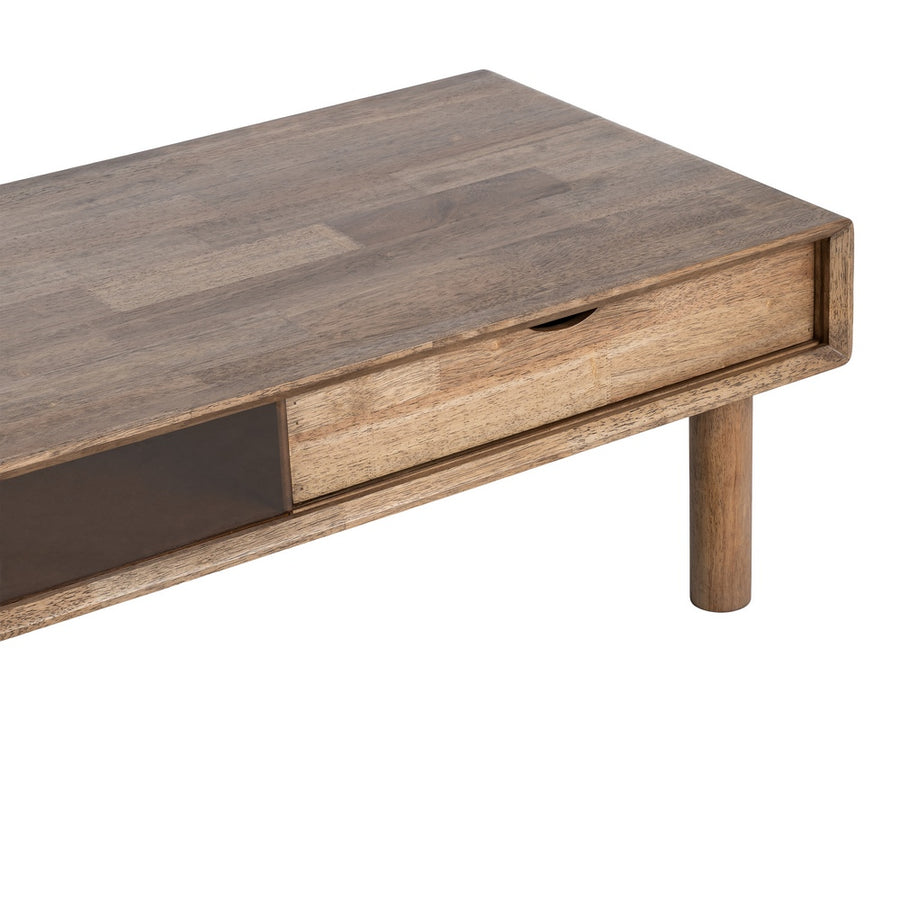 MESA CENTRO MARRÓN MADERA-CRISTAL 120 X 60 X 40 CM