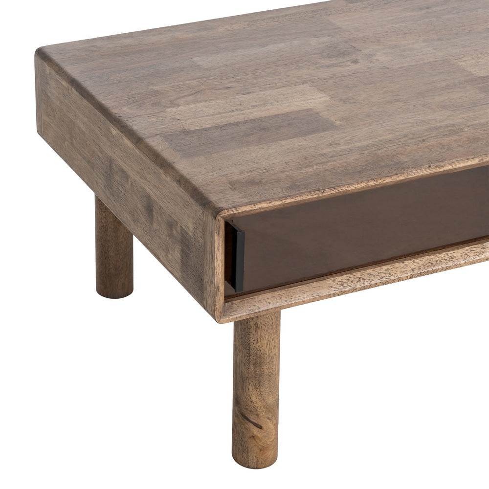 MESA CENTRO MARRÓN MADERA-CRISTAL 120 X 60 X 40 CM