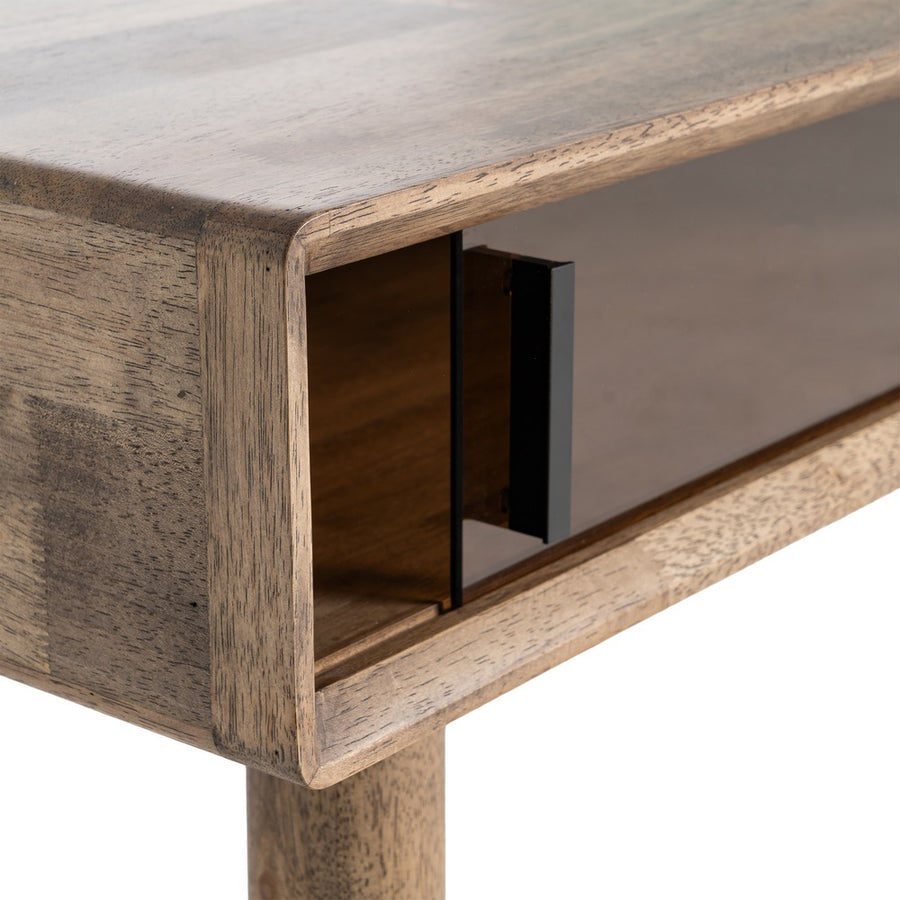 MESA CENTRO MARRÓN MADERA-CRISTAL 120 X 60 X 40 CM