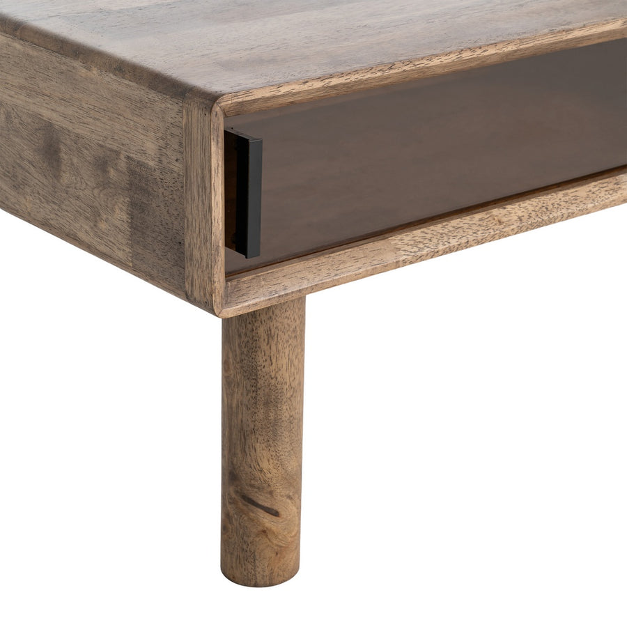MESA CENTRO MARRÓN MADERA-CRISTAL 120 X 60 X 40 CM