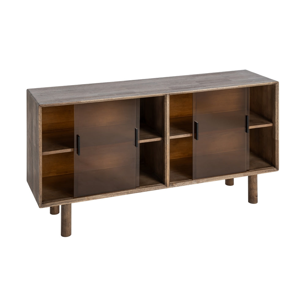 APARADOR MARR�N MADERA-CRISTAL 160 X 46 X 80 CM