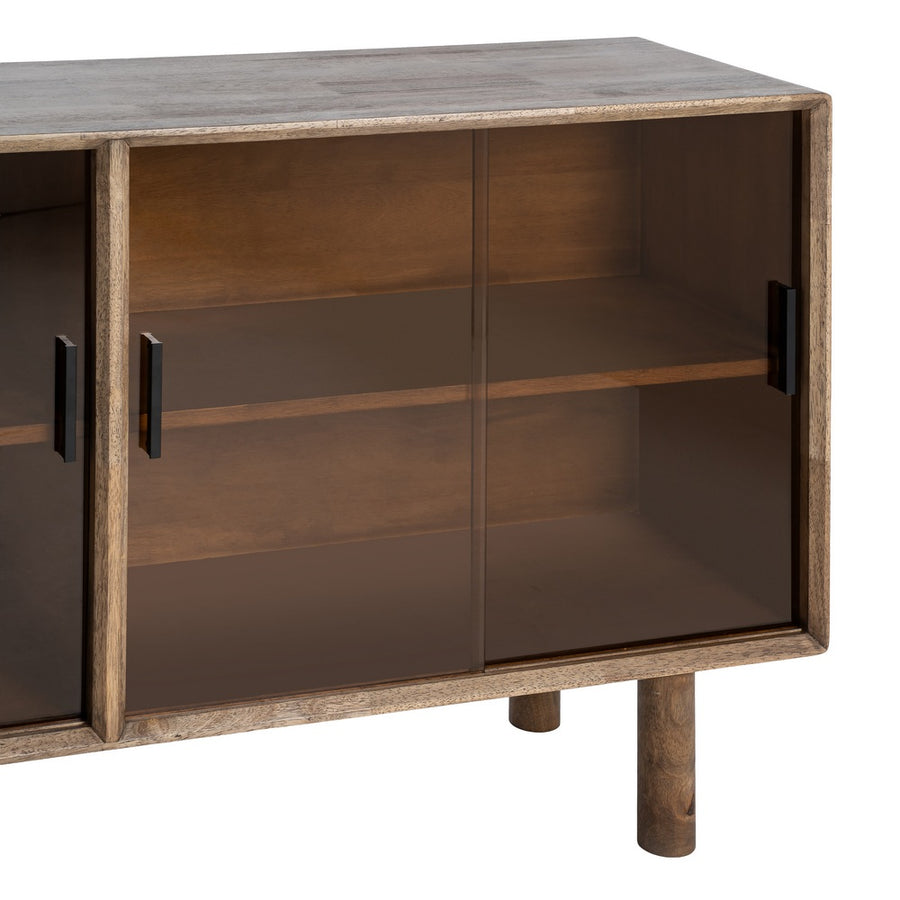 APARADOR MARRÓN MADERA-CRISTAL 160 X 46 X 80 CM