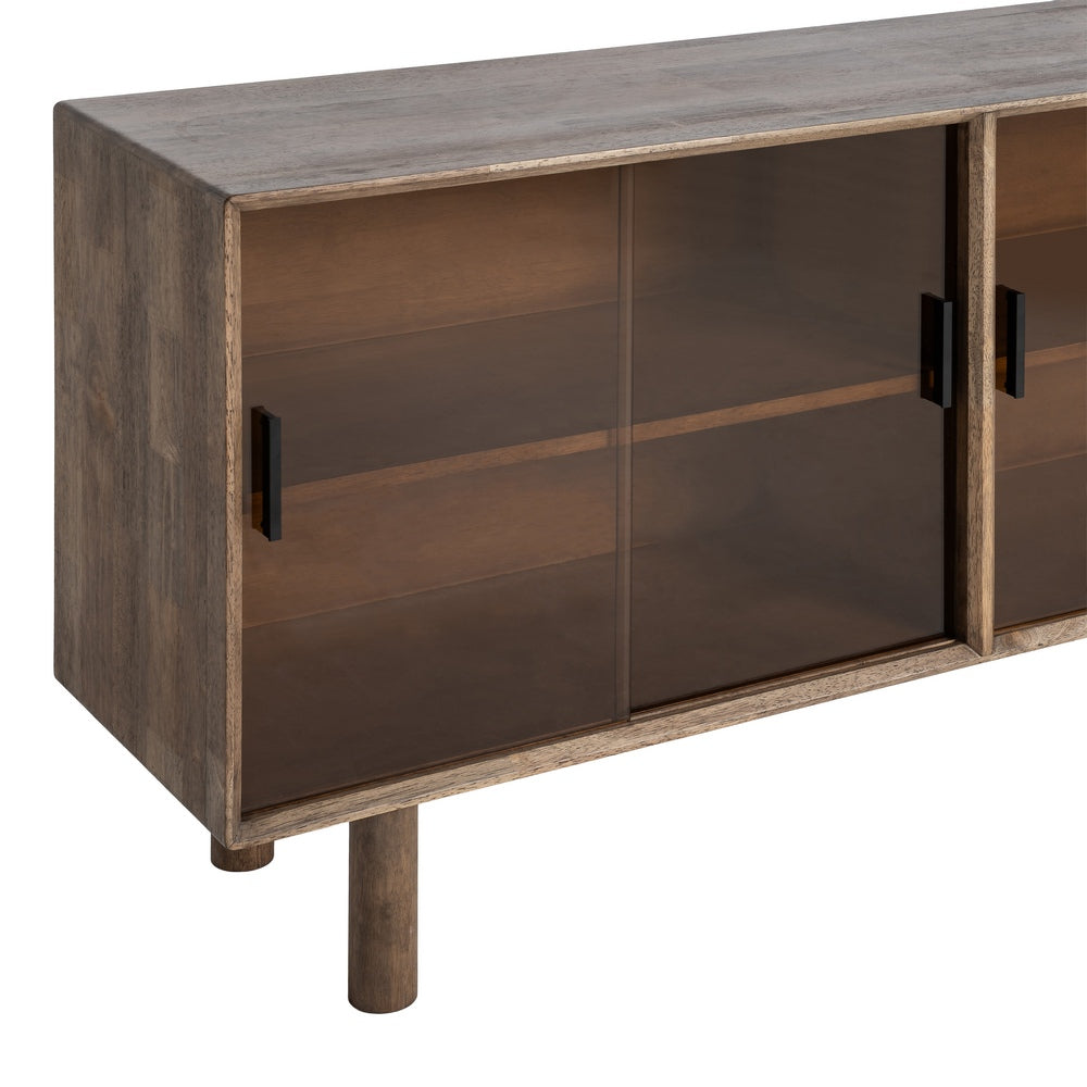 APARADOR MARRÓN MADERA-CRISTAL 160 X 46 X 80 CM