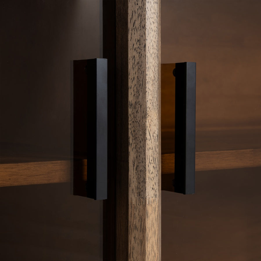 APARADOR MARRÓN MADERA-CRISTAL 160 X 46 X 80 CM