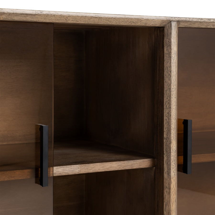 APARADOR MARRÓN MADERA-CRISTAL 160 X 46 X 80 CM