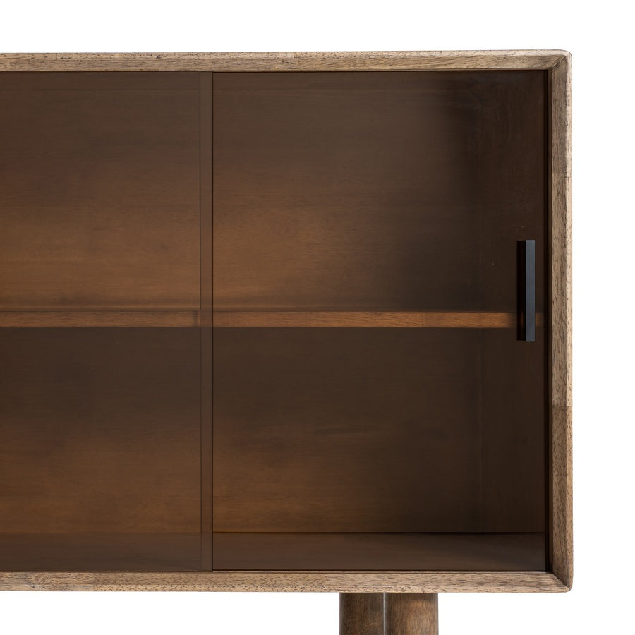 APARADOR MARRÓN MADERA-CRISTAL 160 X 46 X 80 CM