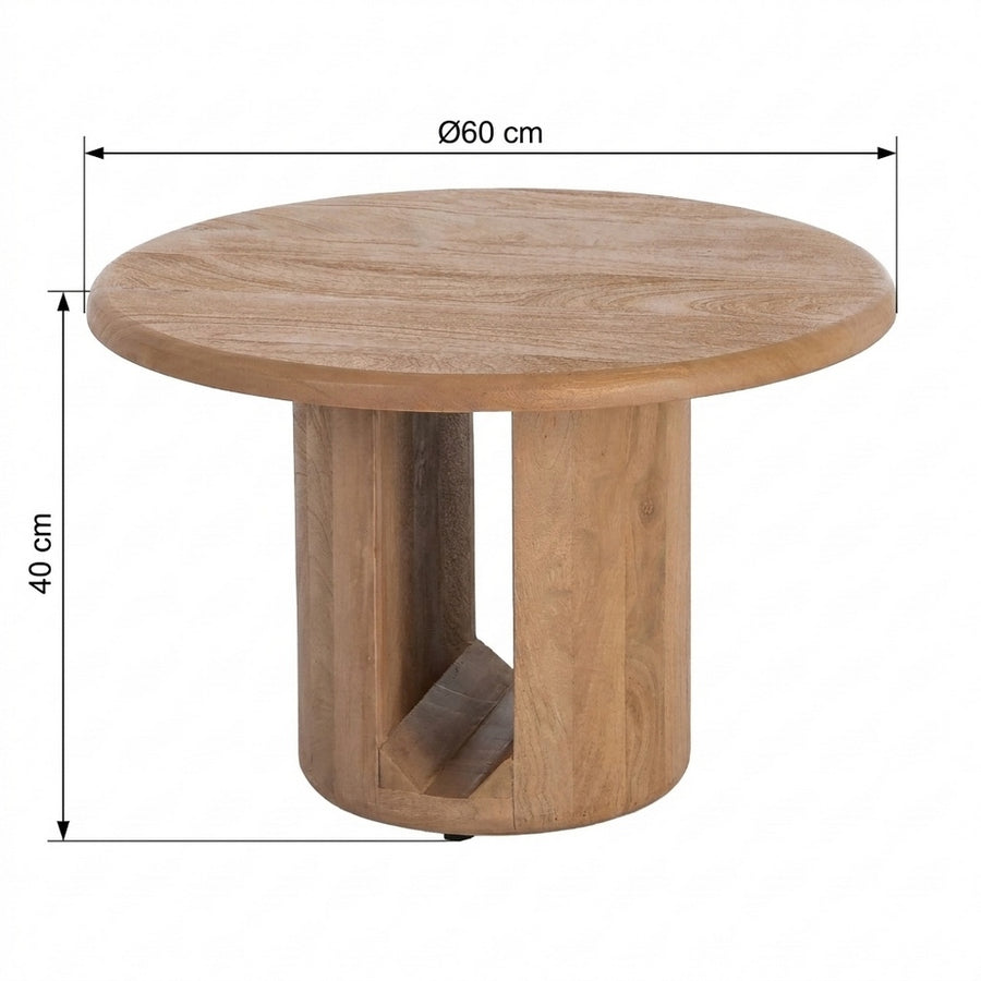MESA CENTRO NATURAL MADERA DE MANGO 60 X 60 X 40 CM