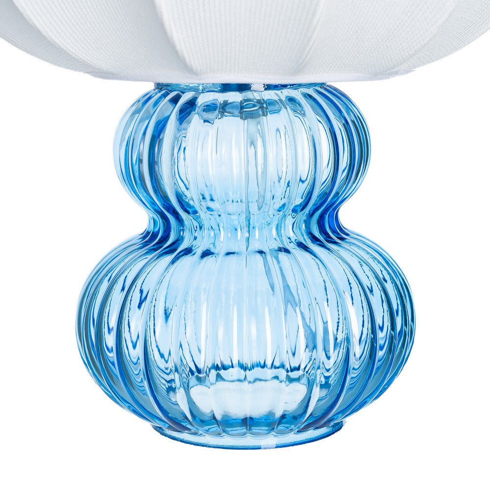 L�MPARA MESA AZUL CRISTAL-TEJIDO 21 X 21 X 25,50 CM
