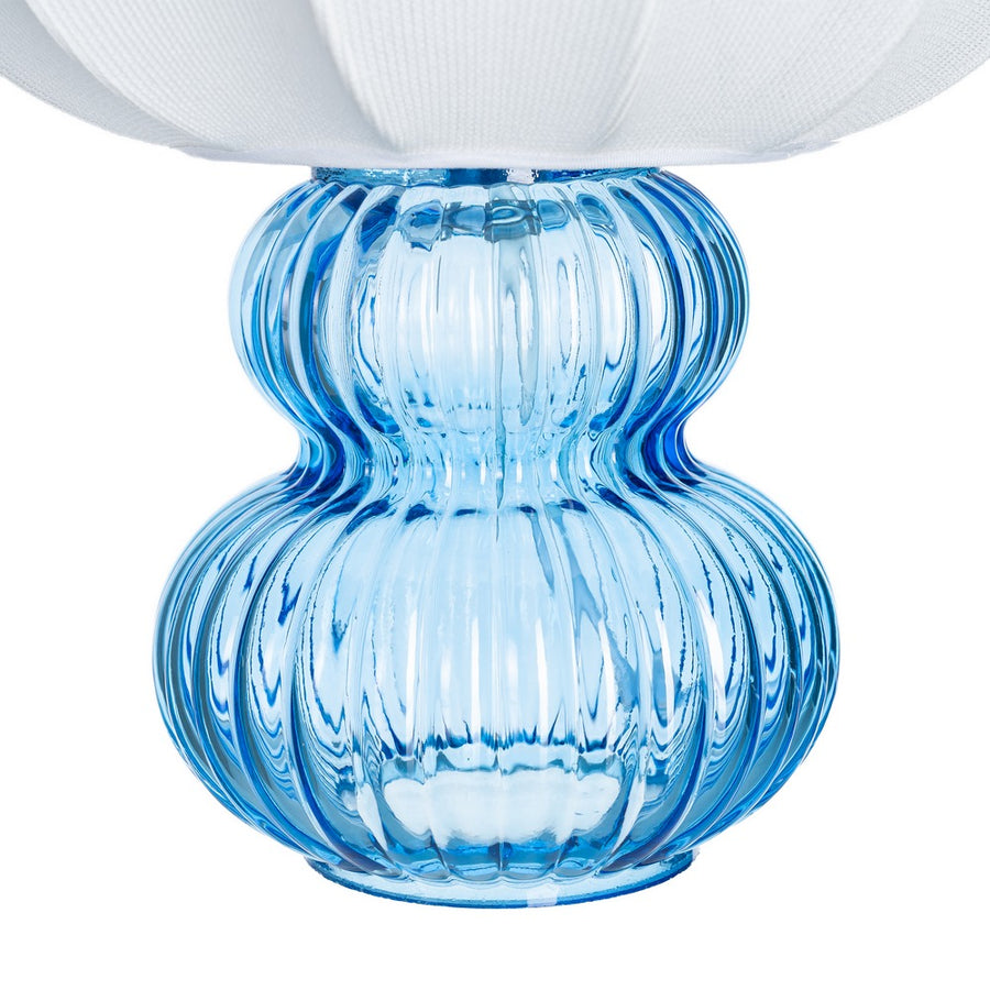 LÁMPARA MESA AZUL CRISTAL-TEJIDO 21 X 21 X 25,50 CM