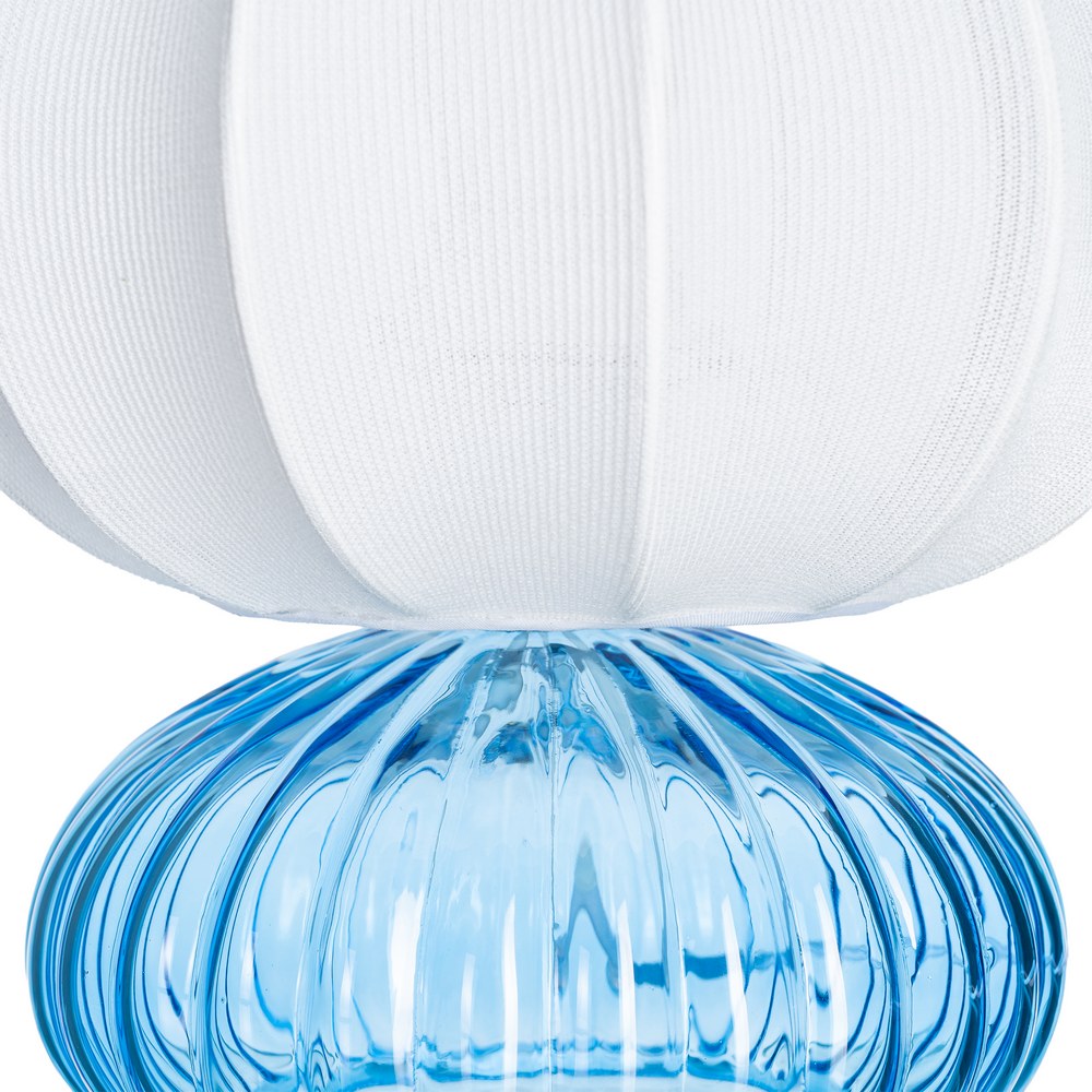 LÁMPARA MESA AZUL CRISTAL-TEJIDO 21 X 21 X 22,50 CM