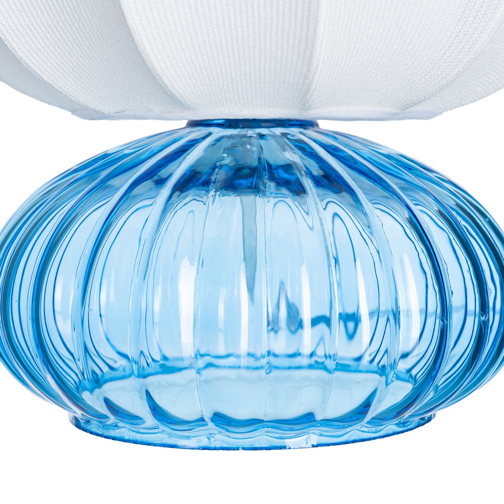 LÁMPARA MESA AZUL CRISTAL-TEJIDO 21 X 21 X 22,50 CM