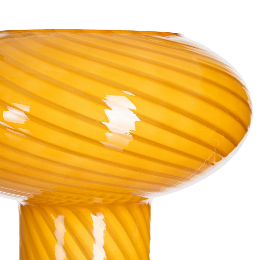 LÁMPARA MESA AMARILLO-BLANCO CRISTAL 25 X 25 X 22 CM