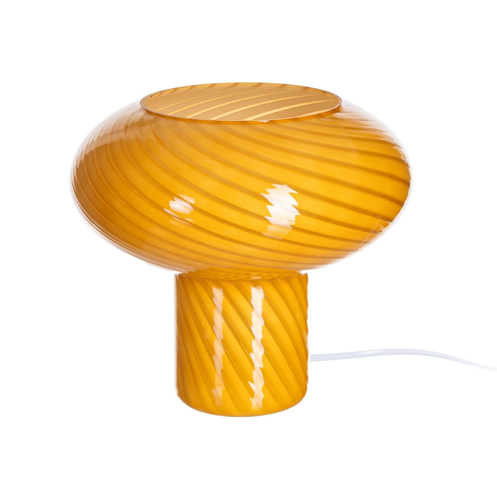 L�MPARA MESA AMARILLO-BLANCO CRISTAL 25 X 25 X 22 CM