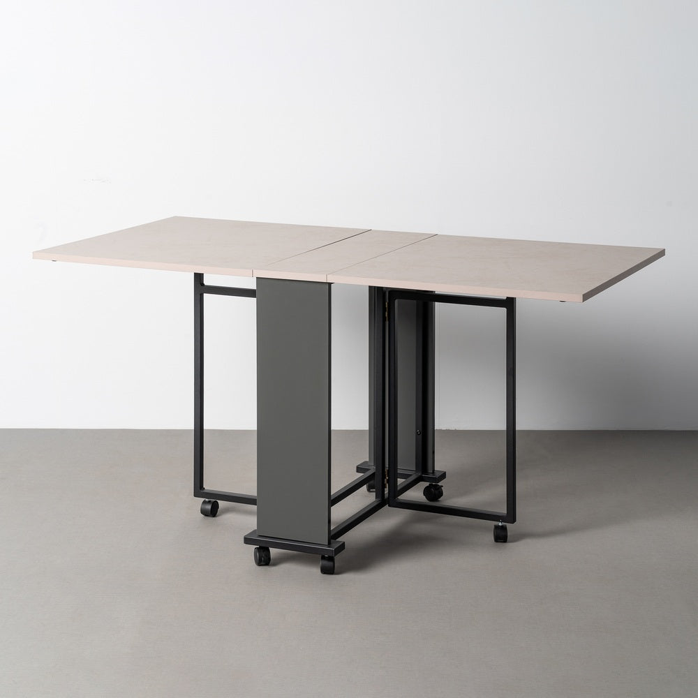 MESA PLEGABLE PLEGABLE NEGRO-CREMA 148 X 71 X 74 CM