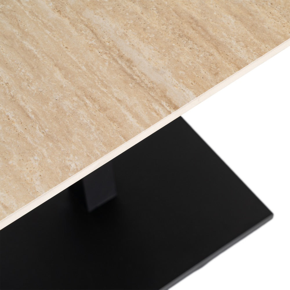 MESA TRAVERTINO PIEDRA SINTERIZADA 80 X 80 X 75 CM