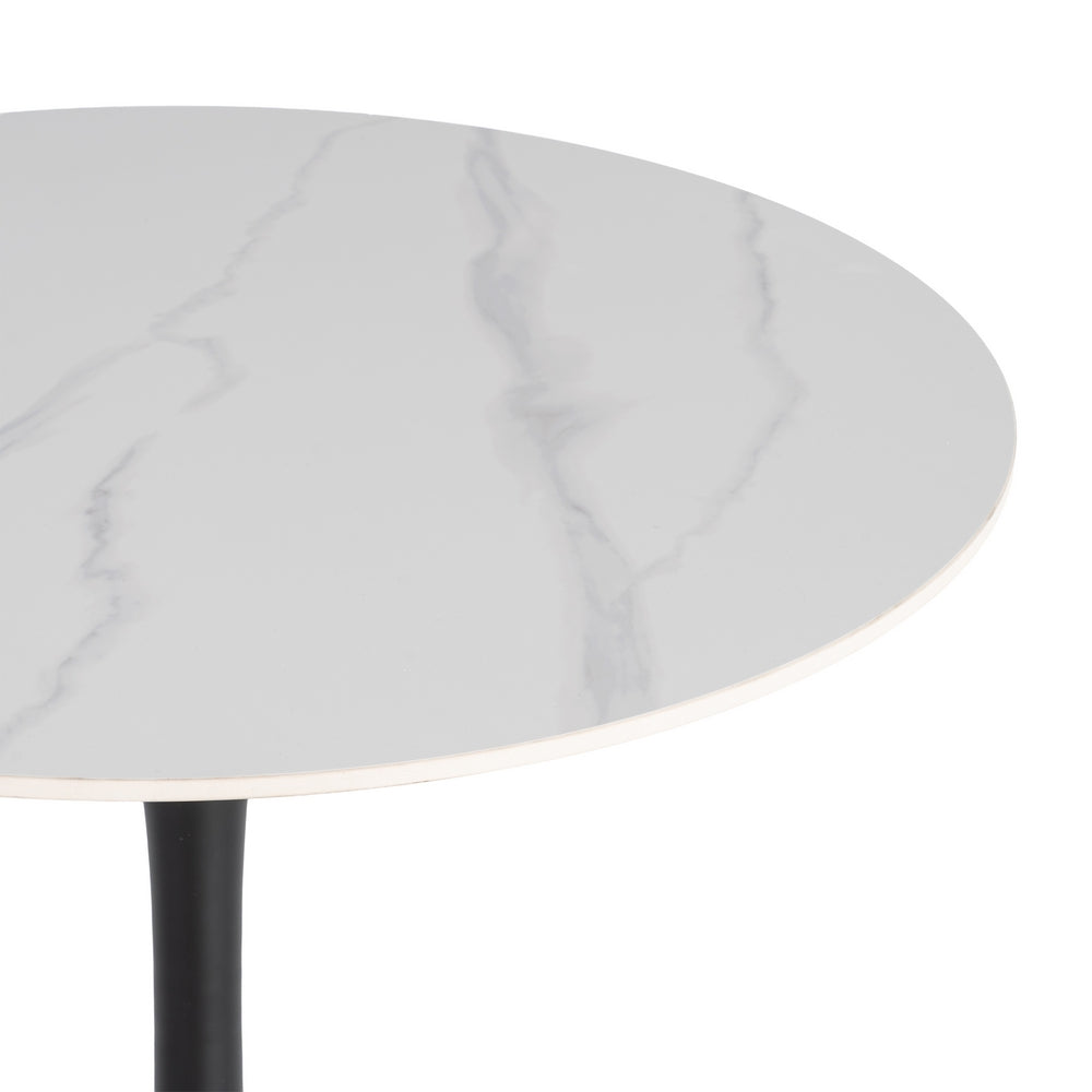 MESA REDONDA BLANCO PIEDRA SINTERIZADA 80 X 80 X 75 CM