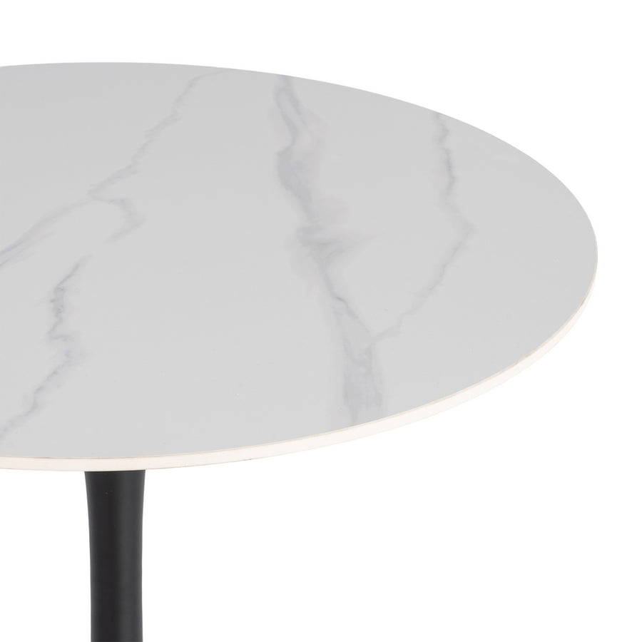 MESA REDONDA BLANCO PIEDRA SINTERIZADA 80 X 80 X 75 CM