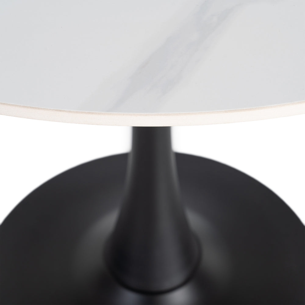 MESA REDONDA BLANCO PIEDRA SINTERIZADA 80 X 80 X 75 CM