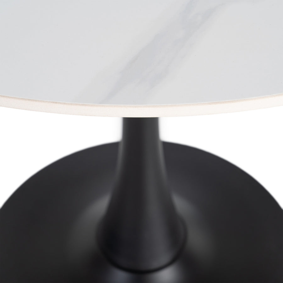 MESA REDONDA BLANCO PIEDRA SINTERIZADA 80 X 80 X 75 CM