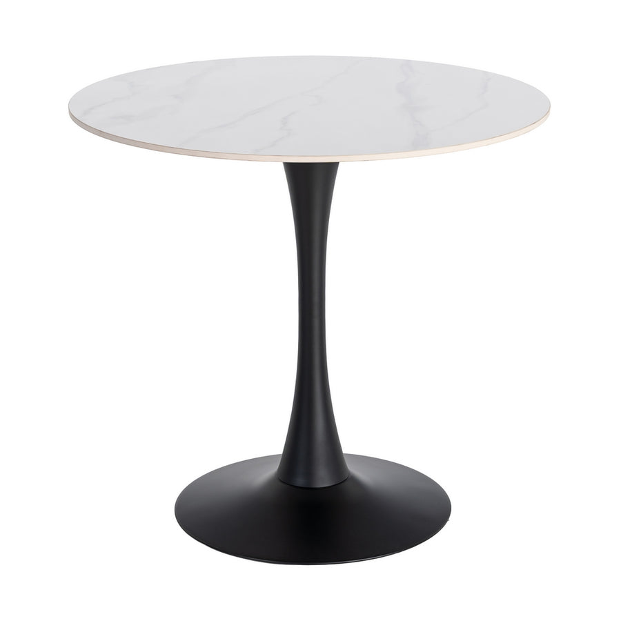 MESA REDONDA BLANCO PIEDRA SINTERIZADA 80 X 80 X 75 CM