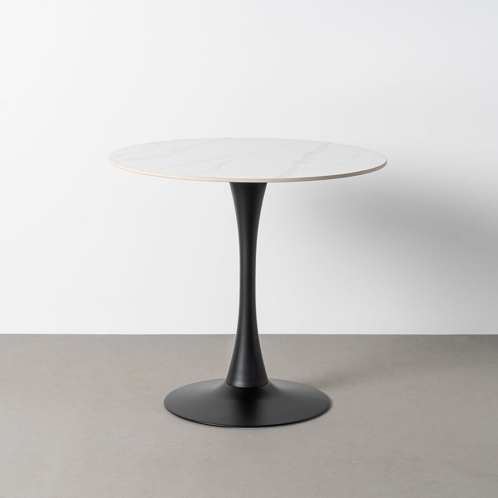 MESA REDONDA BLANCO PIEDRA SINTERIZADA 80 X 80 X 75 CM