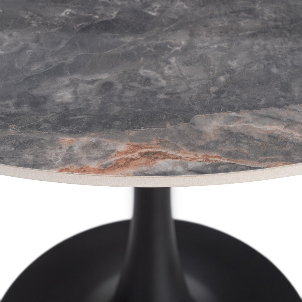 MESA REDONDA GRIS PIEDRA SINTERIZADA 80 X 80 X 75 CM