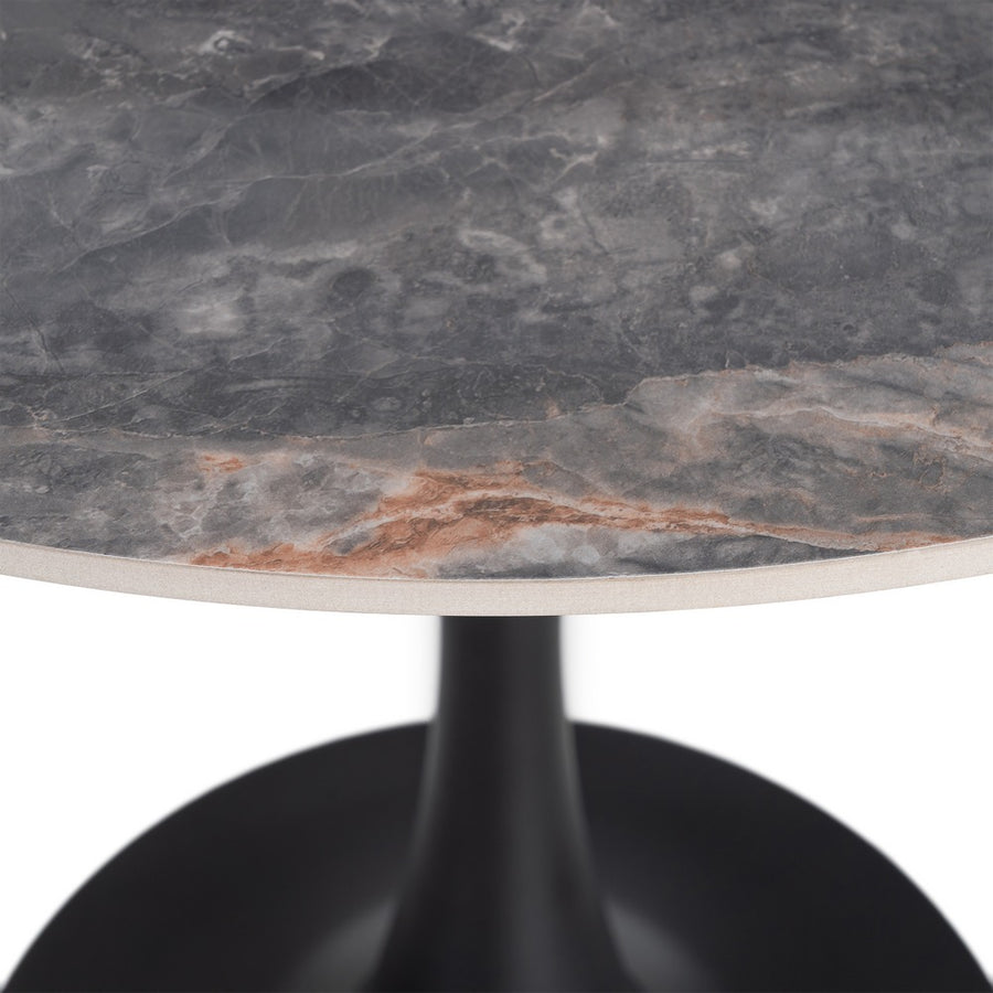 MESA REDONDA GRIS PIEDRA SINTERIZADA 80 X 80 X 75 CM