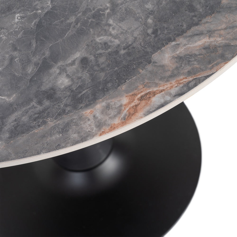 MESA REDONDA GRIS PIEDRA SINTERIZADA 80 X 80 X 75 CM