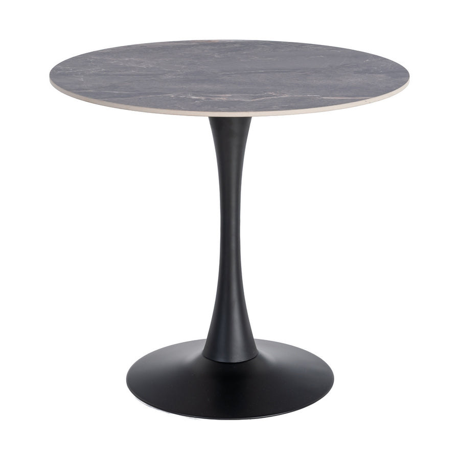 MESA REDONDA GRIS PIEDRA SINTERIZADA 80 X 80 X 75 CM