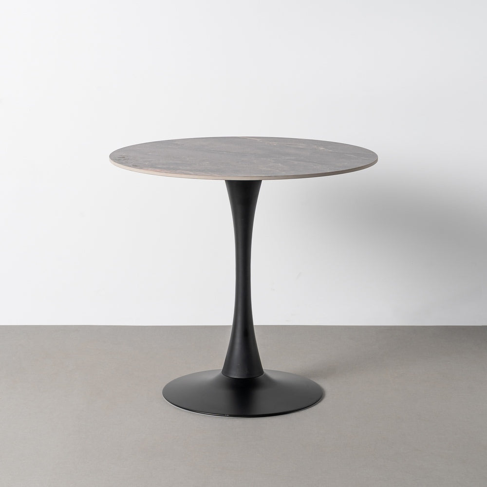 MESA REDONDA GRIS PIEDRA SINTERIZADA 80 X 80 X 75 CM