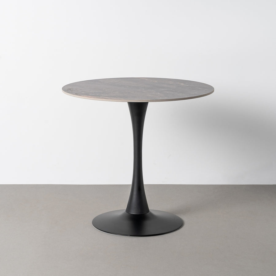 MESA REDONDA GRIS PIEDRA SINTERIZADA 80 X 80 X 75 CM
